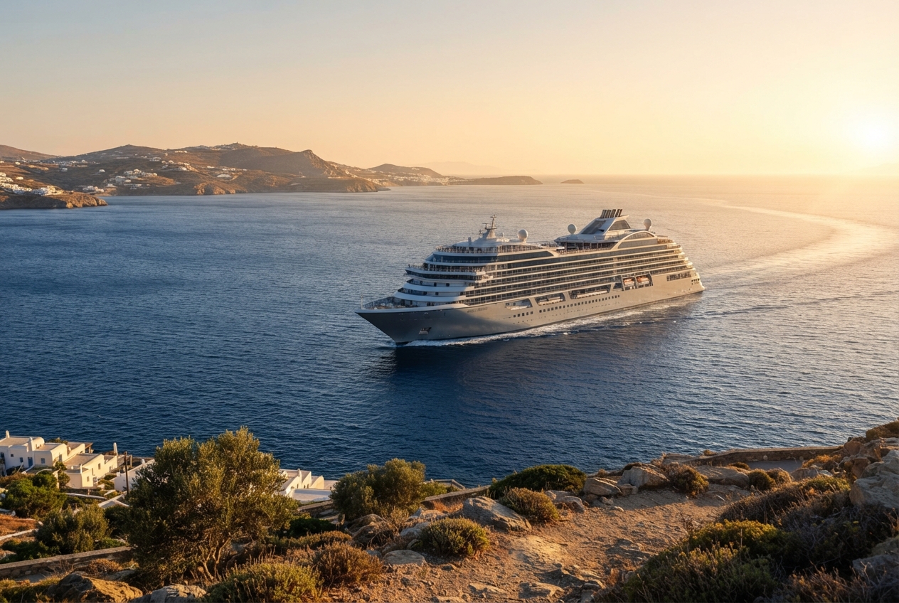 Crucero navegando por el Mediterráneo durante unas vacaciones