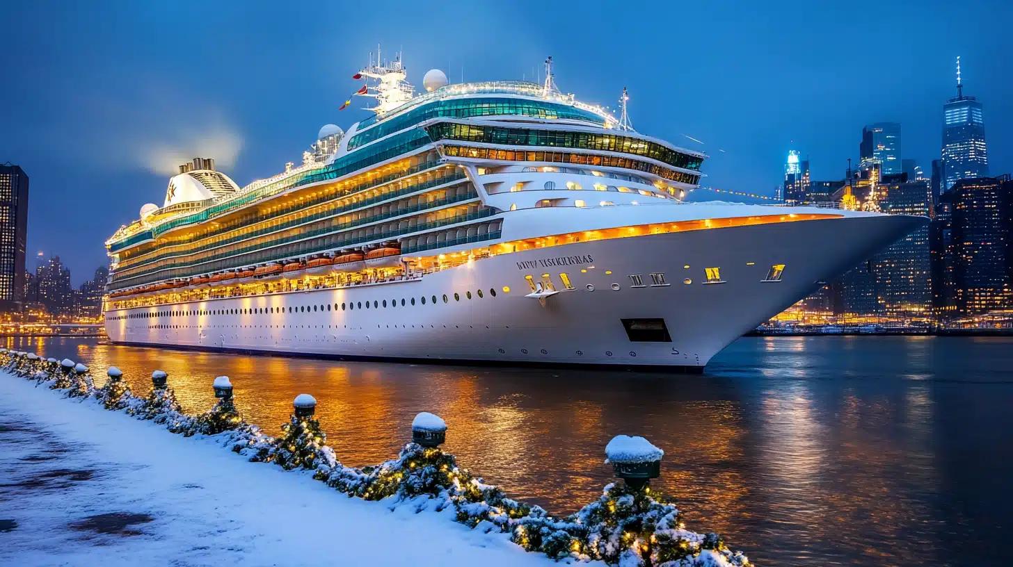 Crucero decorado para celebrar la Navidad a bordo