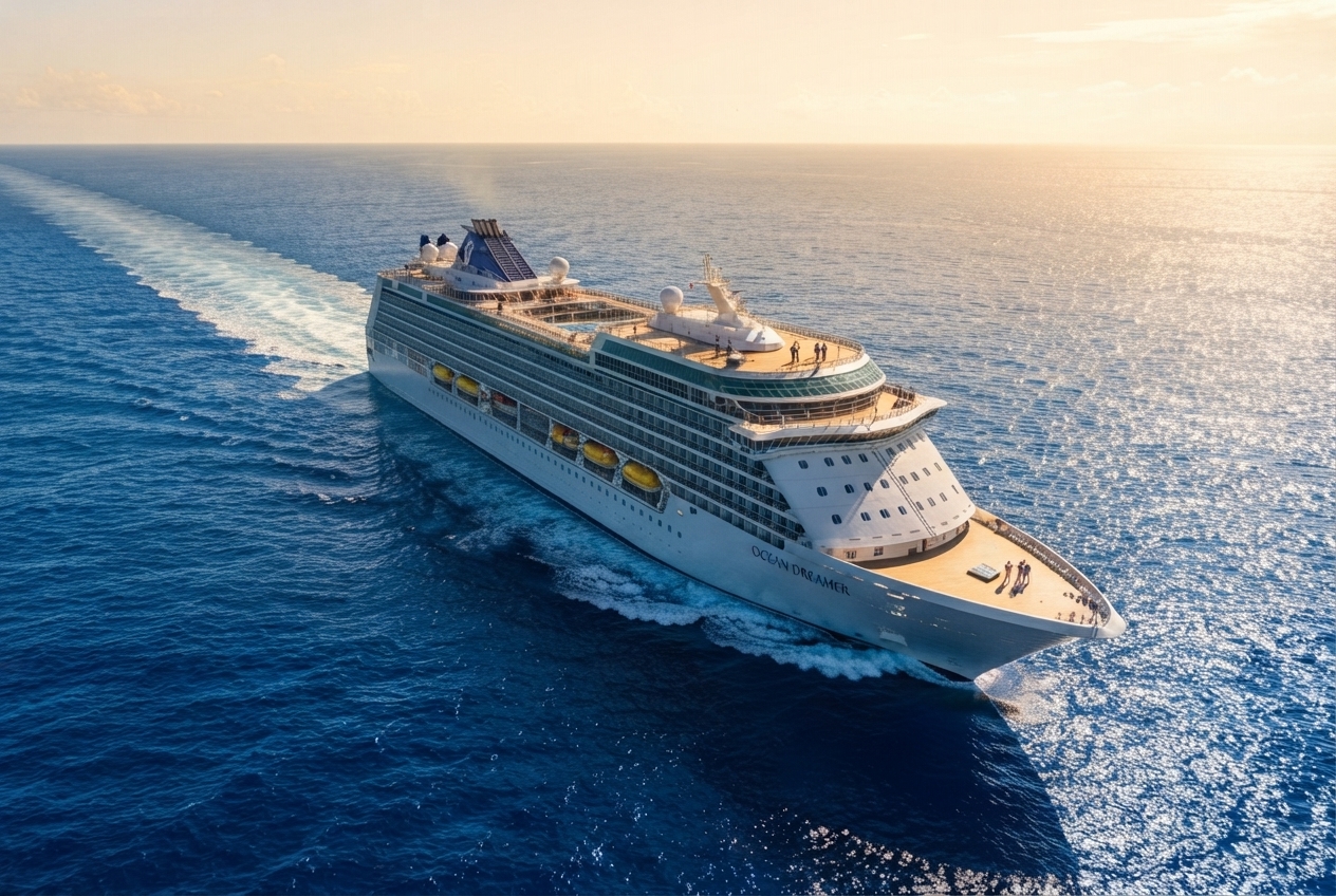 Crucero navegando por el mar durante unas vacaciones