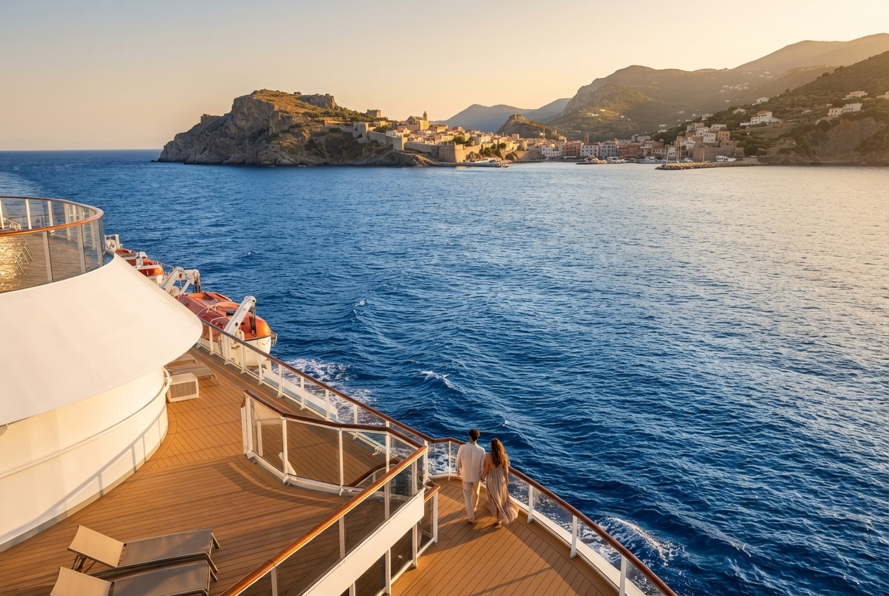 Crucero navegando por el Mediterráneo hacia nuevos destinos