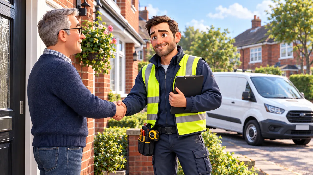Dan arriving for a site visit booked by his AI receptionist
