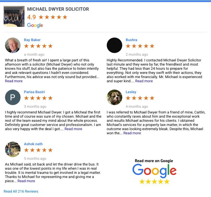 Michael Dwyer Solicitor Google Reviews