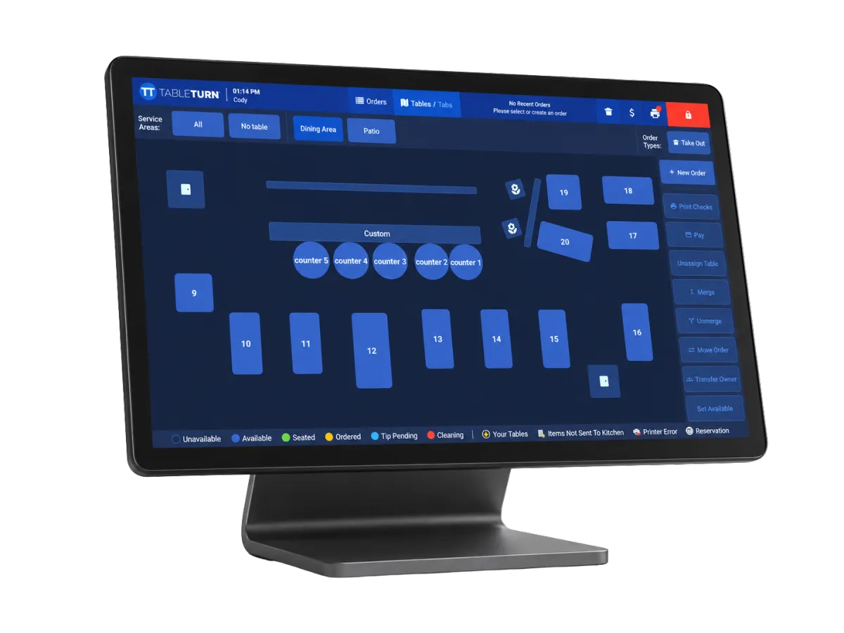 TableTurn POS floor plan and table management interface