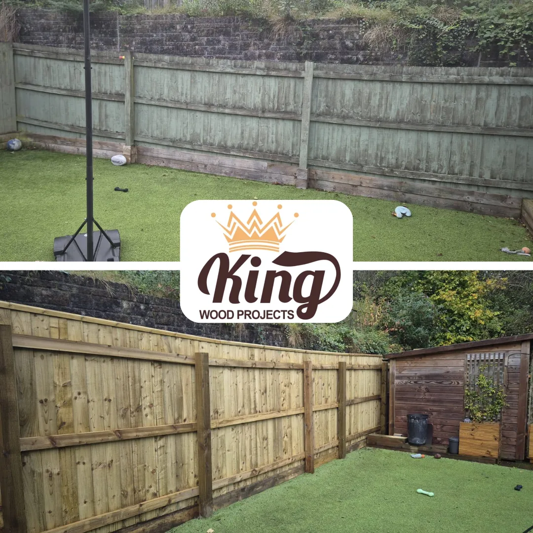 fencing project in saltash completed by king wood projects, replacing old fencing