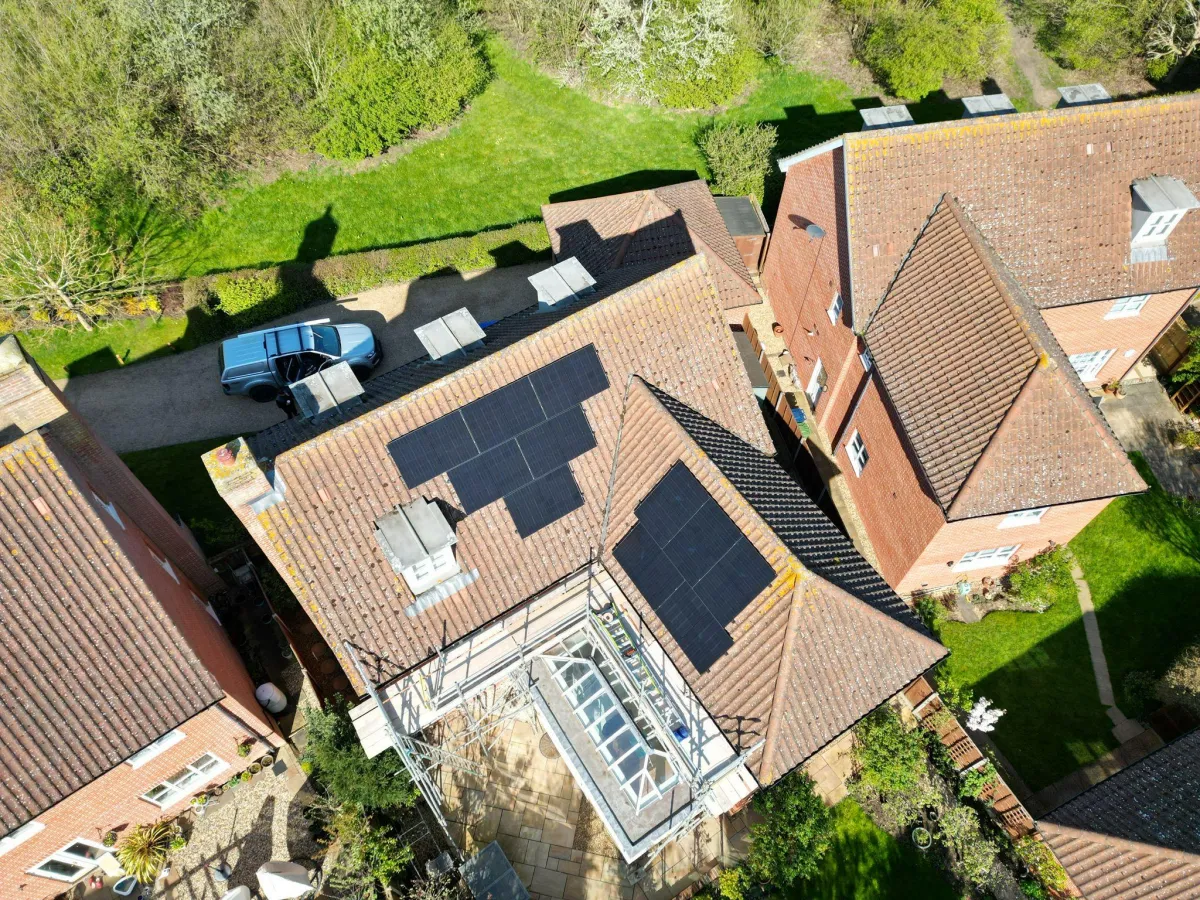 Solar Panels being Installed on a house roof.  