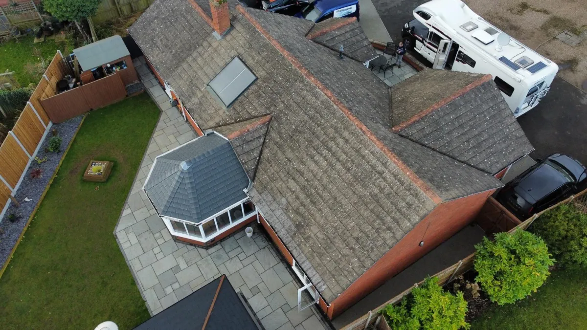 Aerial image of roof clean 