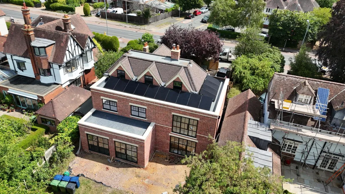 A house with solar panels on it.