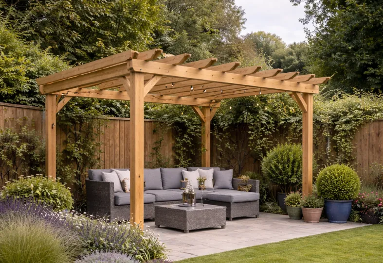 wooden pergola built in Brixham for residential garden