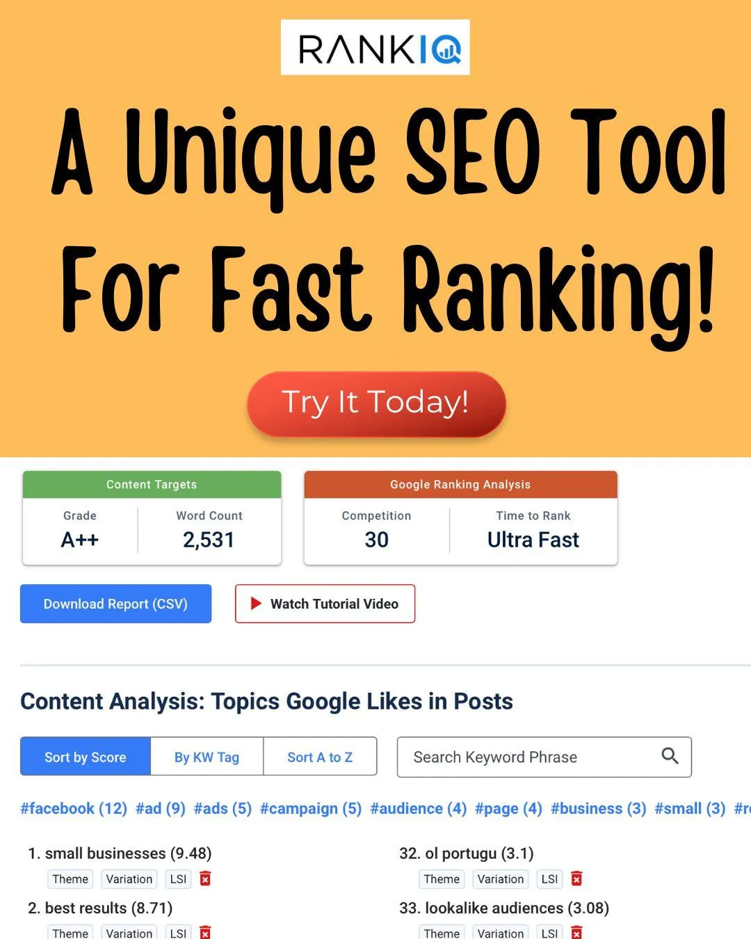 RankIQ a unique seo tool for fast ranking
