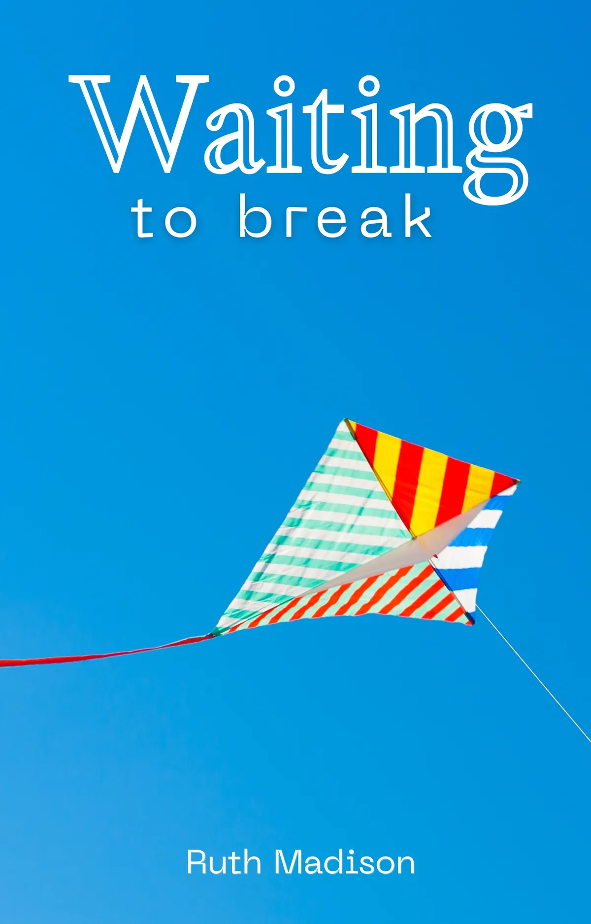 Cover of Waiting To Break by Ruth Madison. A mid-40s man in a worn black tee shirt sits in a power wheelchair with an AAV speaking device. The tagline says The Accident Took His Voice But She Heard Him Anyway