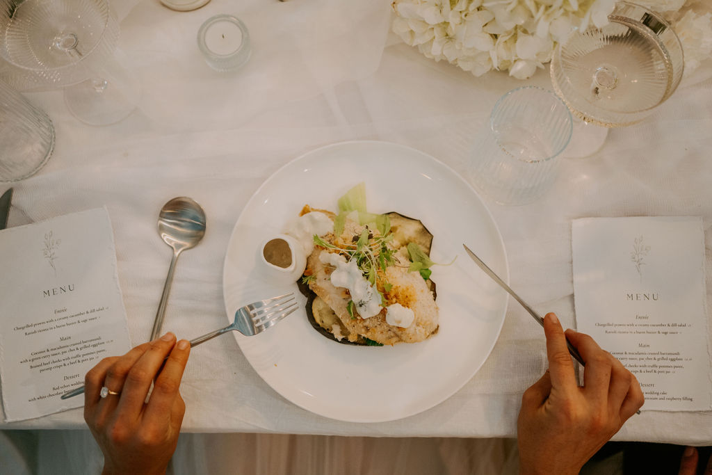 Wedding reception catering scene