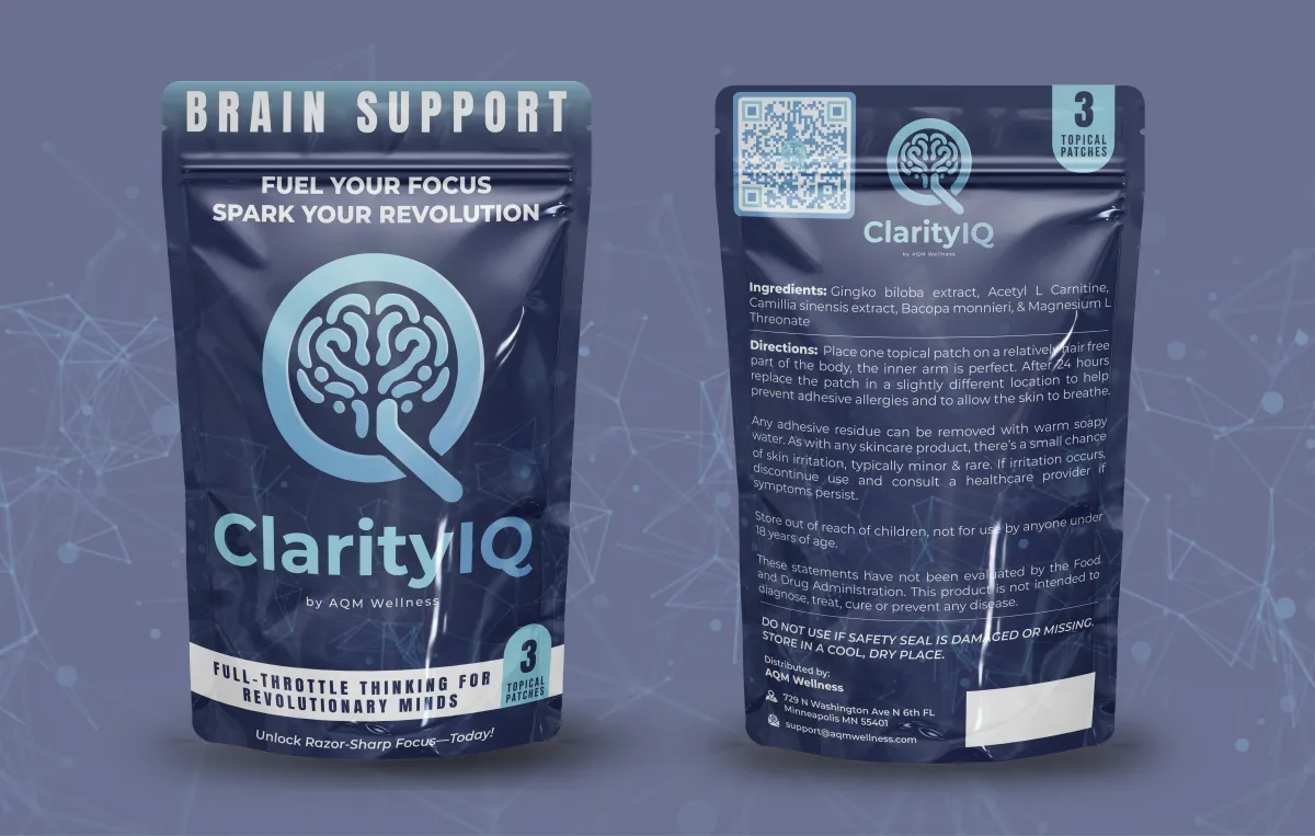 ClarityIQ Focus Patches from AQM Wellness for cognitive enhancement and memory improvement