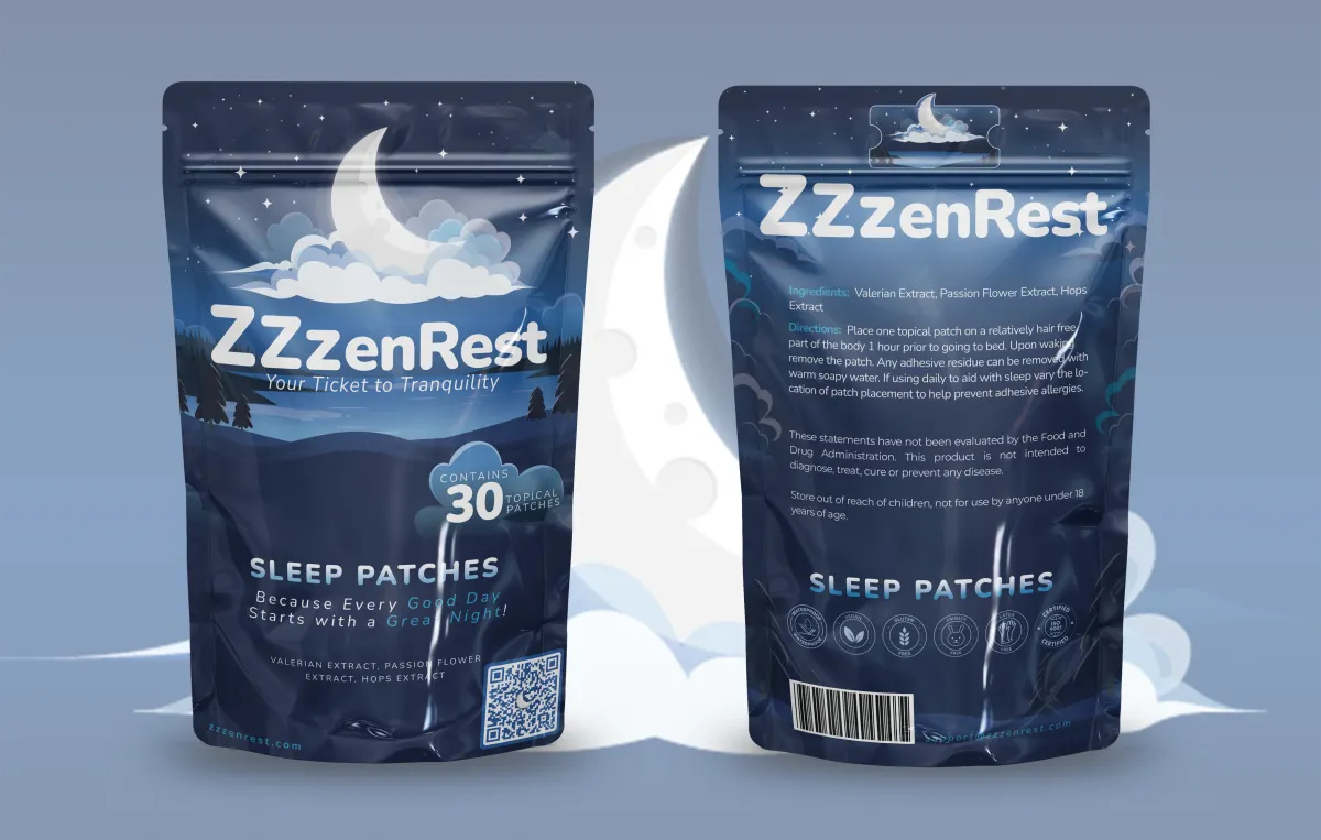 ZzzenRest Natural Sleep Patches with Valerian Root and Passion Flower for restful sleep