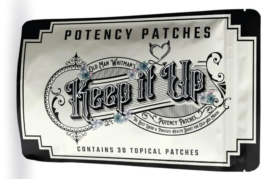 Old Man Whitman's 'Keep It Up' Potency Patch for boosting libido, prostate health, and energy in men