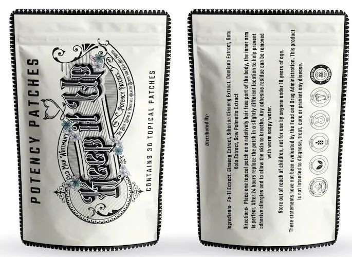 Old Man Whitman's 'Keep It Up' Potency Patch for boosting libido, prostate health, and energy in men