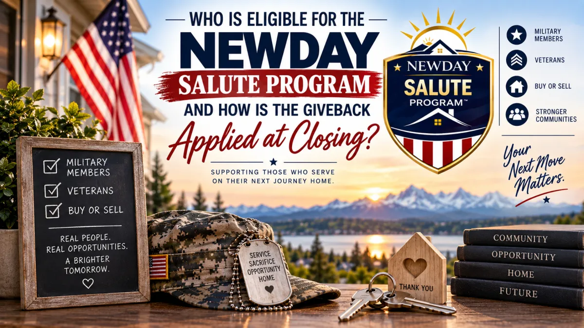 NewDay Salute Program eligibility for military members and veterans buying or selling homes in Snohomish County Washington