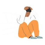 man covering head with shame from struggle with porn