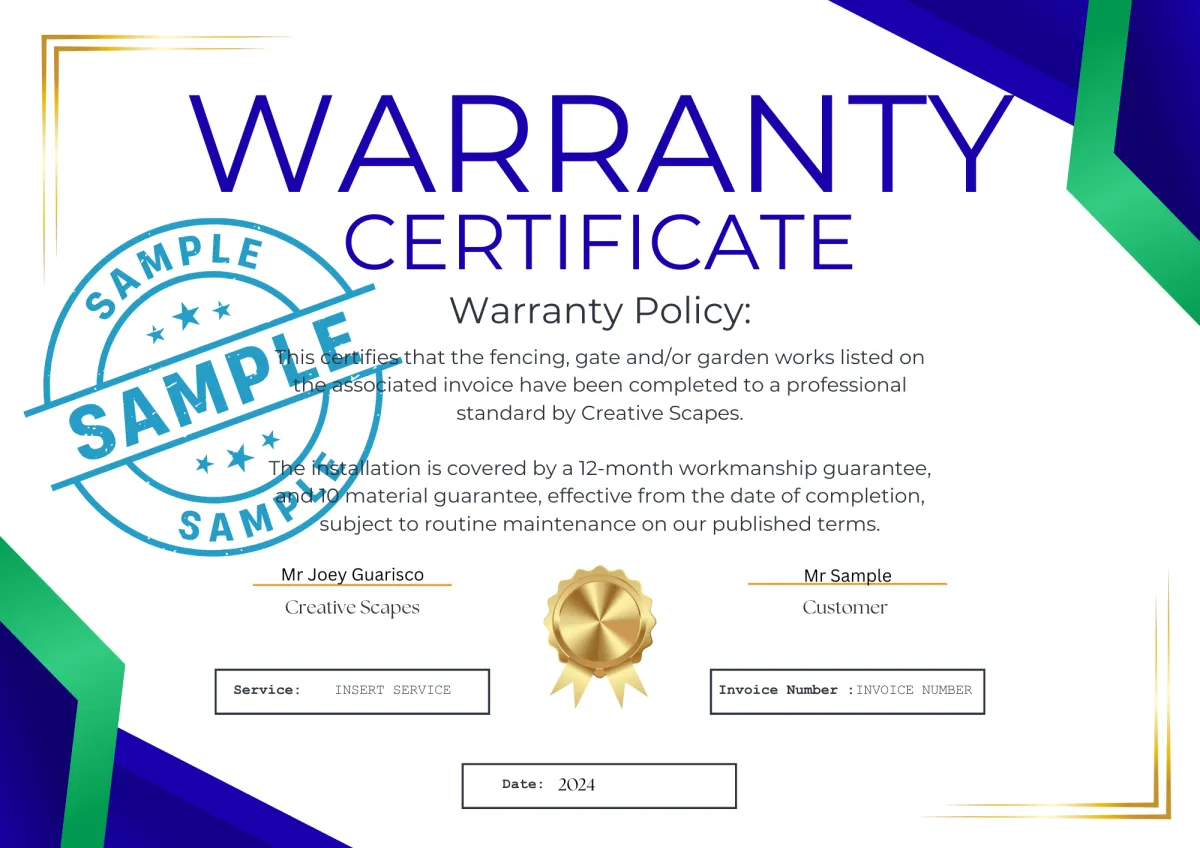 Creative Scapes Warranty