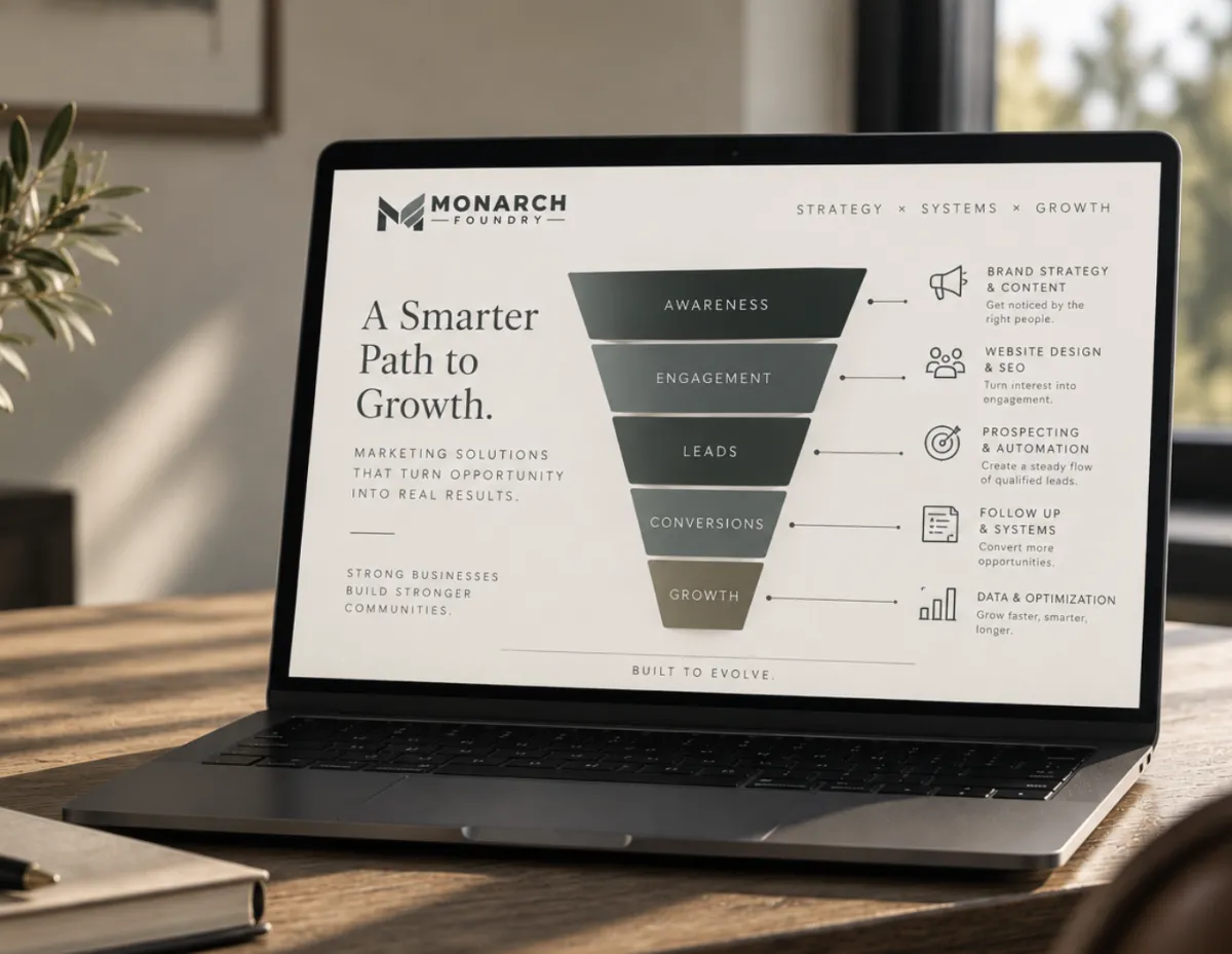 Monarch Foundry small business marketing strategy and customer funnel