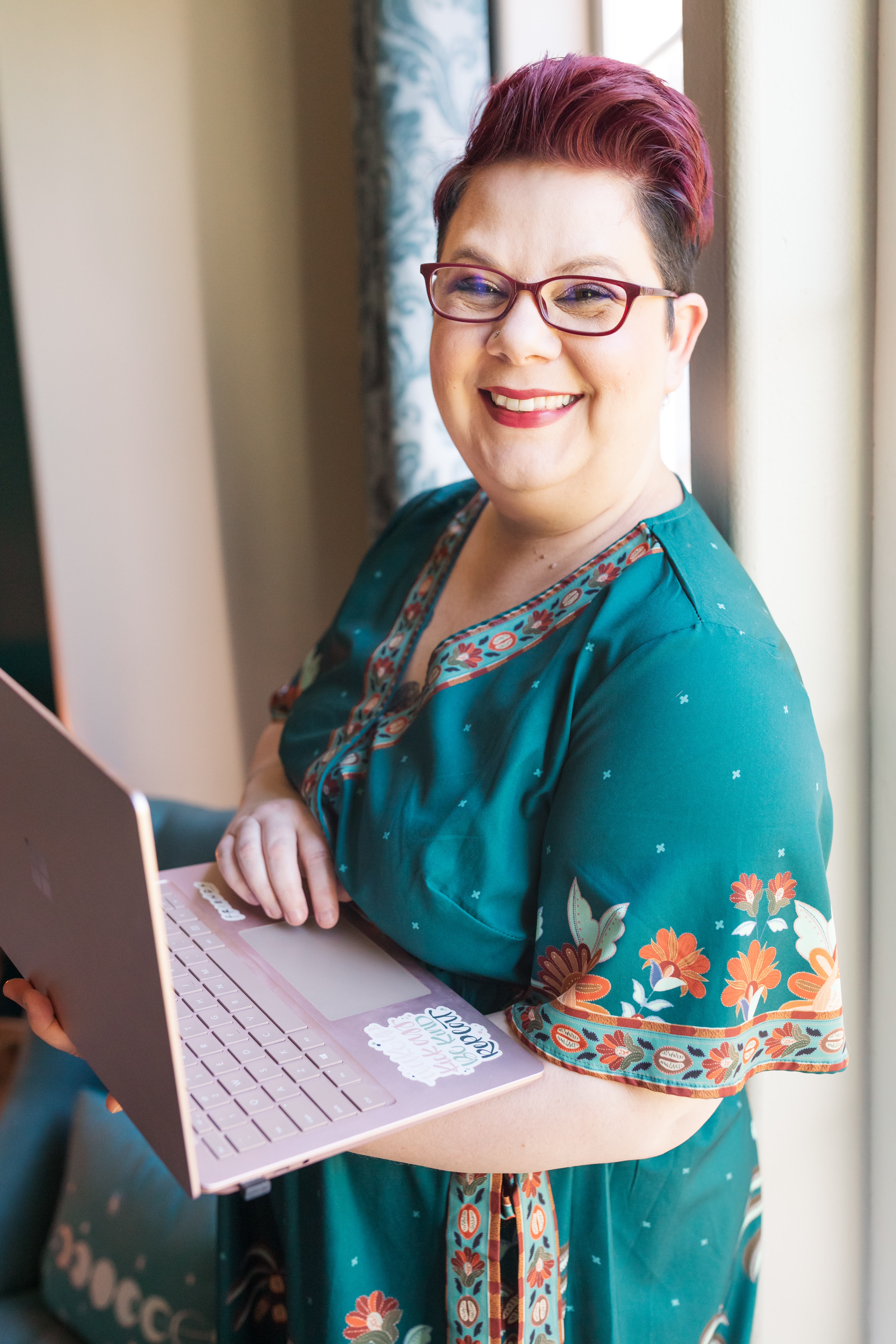 Elaine Turso host of Fall in Love with Follow Up (laptop)