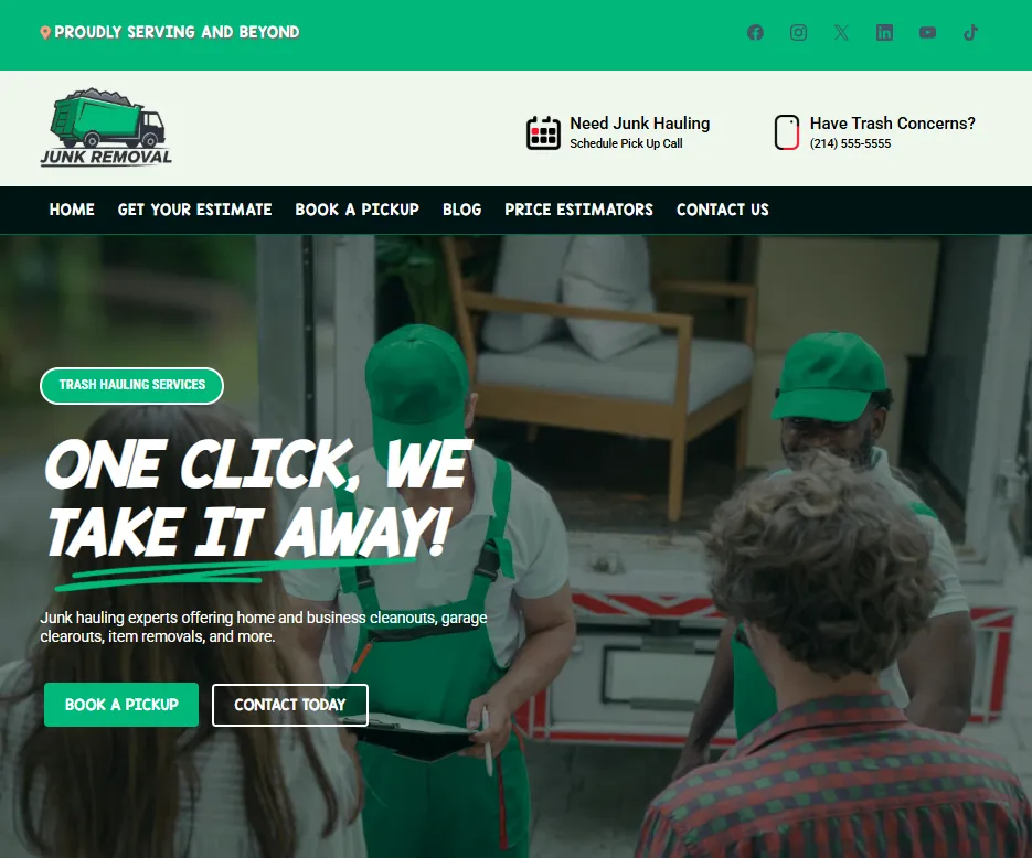 Conversion-focused website example built by SourceFlow for a local service business, showing optimized layout designed to capture demand.