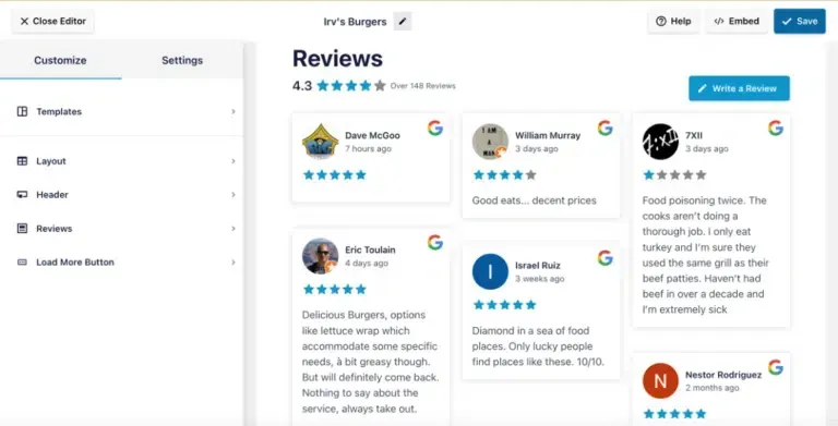 SourceFlow reputation management dashboard displaying automated review requests, customer feedback, and local rating analytics.