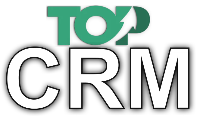 Top CRM branding with white text and an arrow symbol pointing upwards