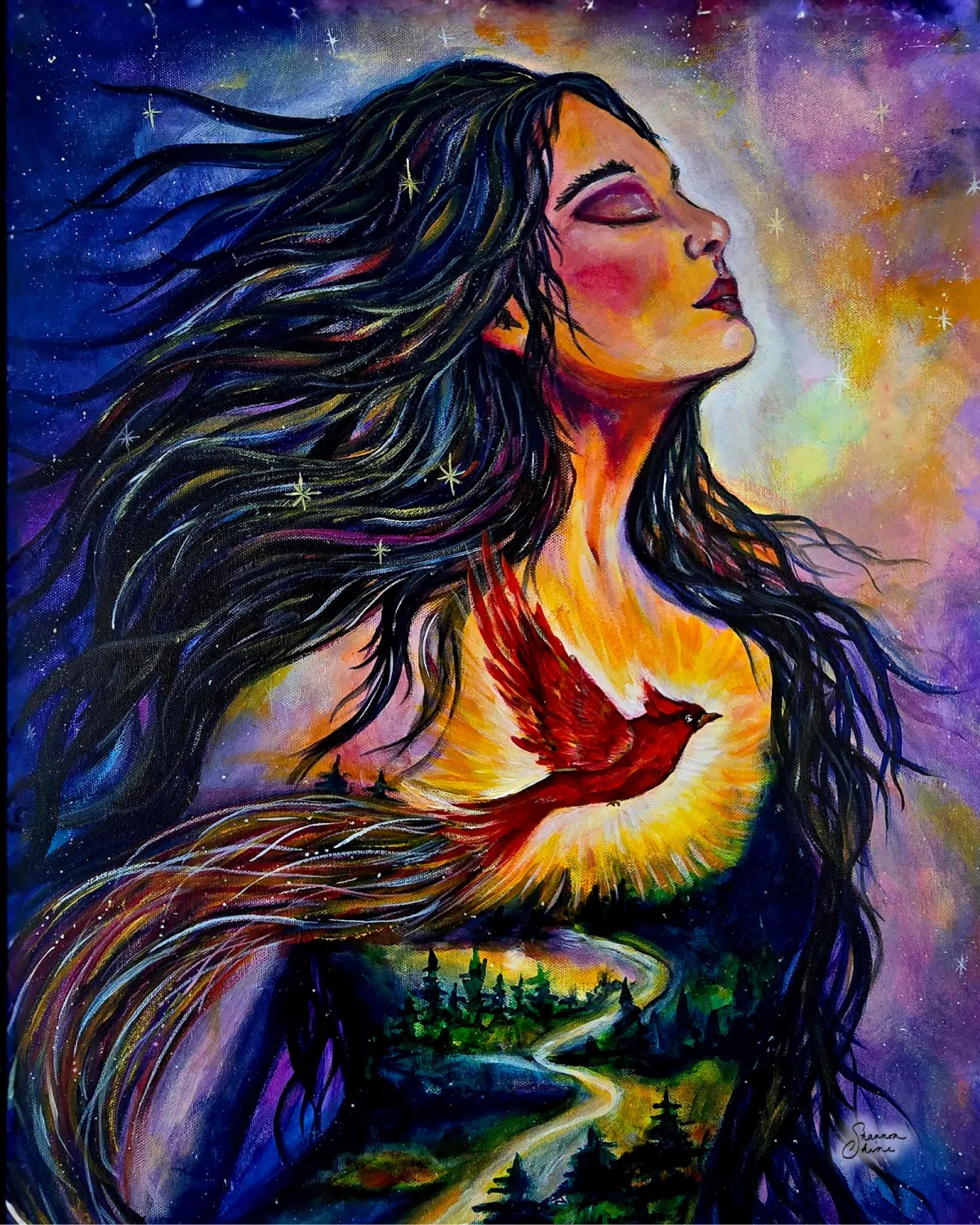 Cardinal Rising - Painting by Shannon Shine