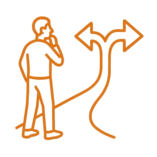 Man at crossroads