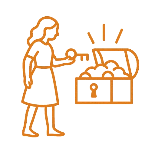 Woman unlocking treasure