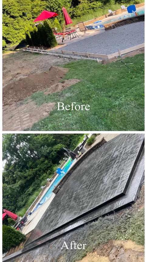 Professional hardscaping installation featuring retaining wall and walkways