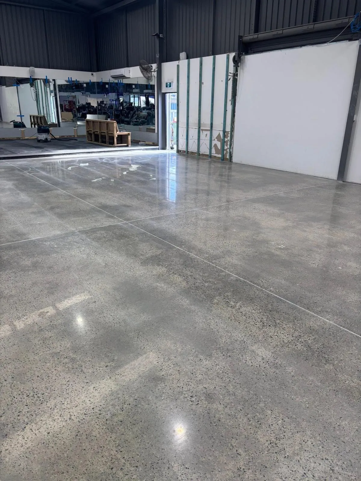 concrete sealing job for a warehouse floor
