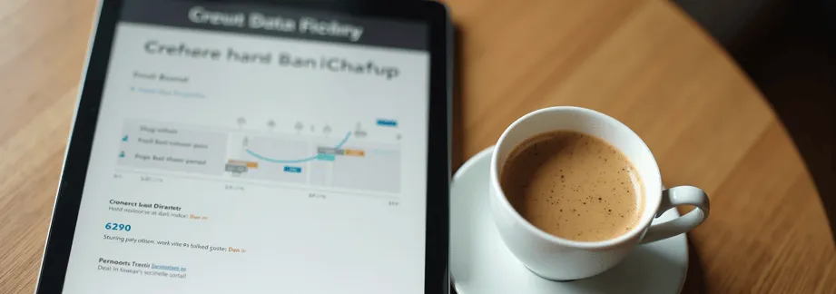 A tablet next to a cup of coffee
