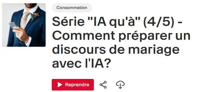 Série "IA qu'à" (4/5) - Comment préparer un discours de mariage avec lʹIA?