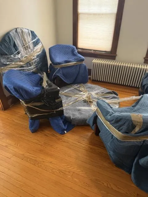 Dresser and U-Haul box loaded for a small house move in Burlington County NJ