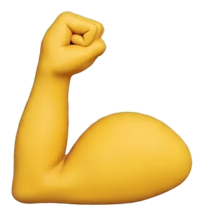 A flexing bicep emoji representing physical strength and labor.