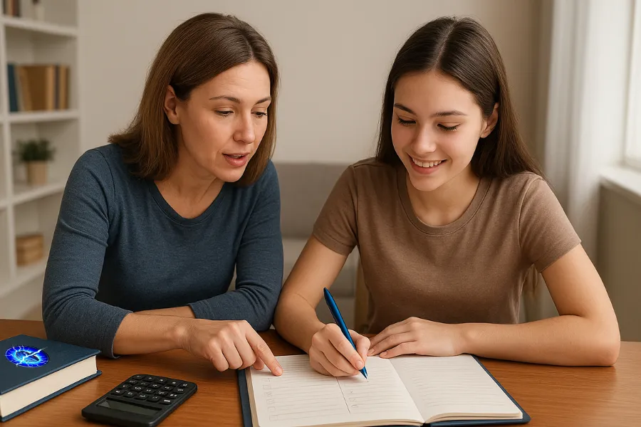 Female instructor and student working together on ACT studying