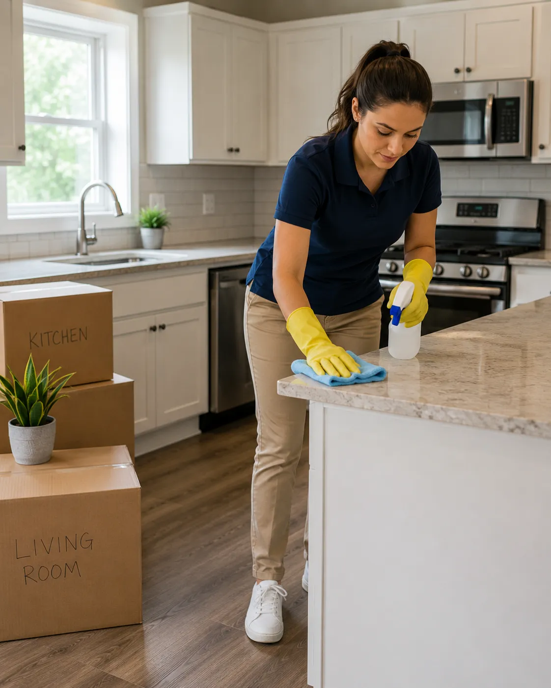 Move-out cleaning in the kitchen