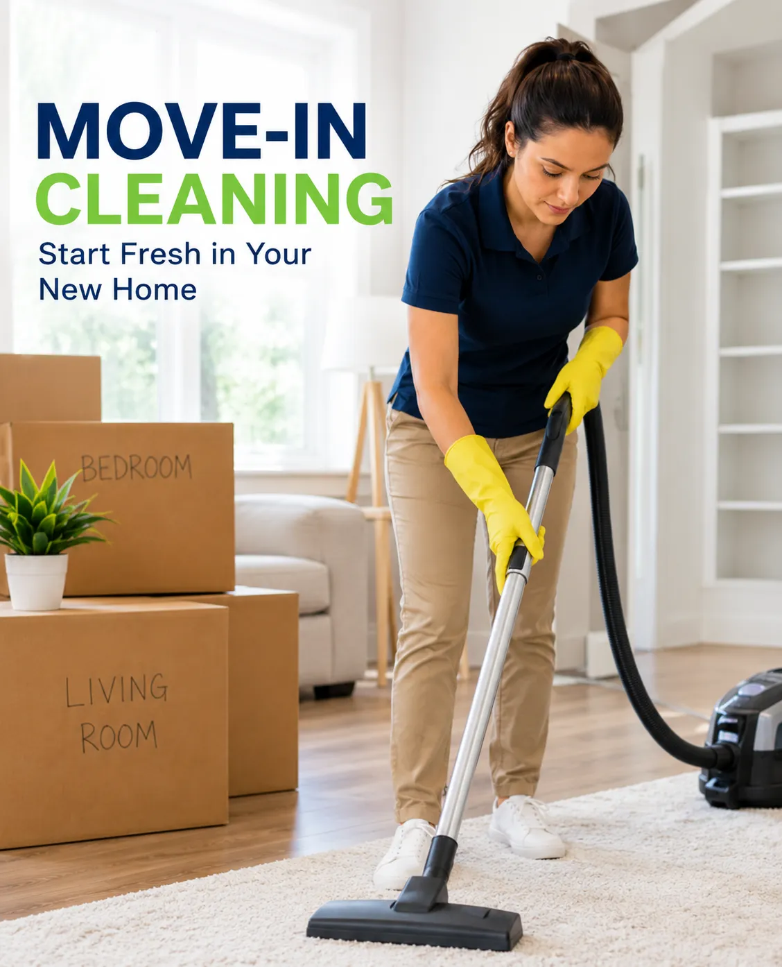 New home move-in cleaning in progress