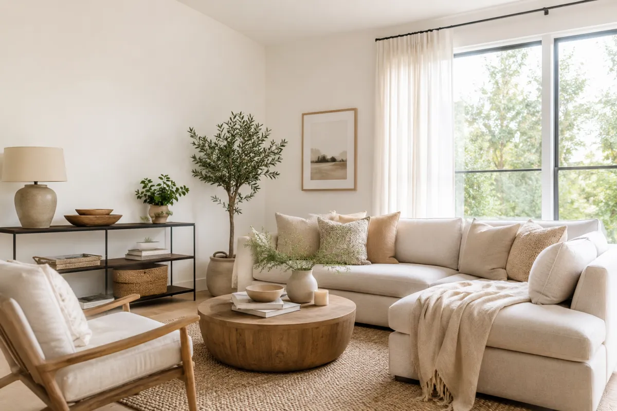 A bright, welcoming staged living room ready for home buyers