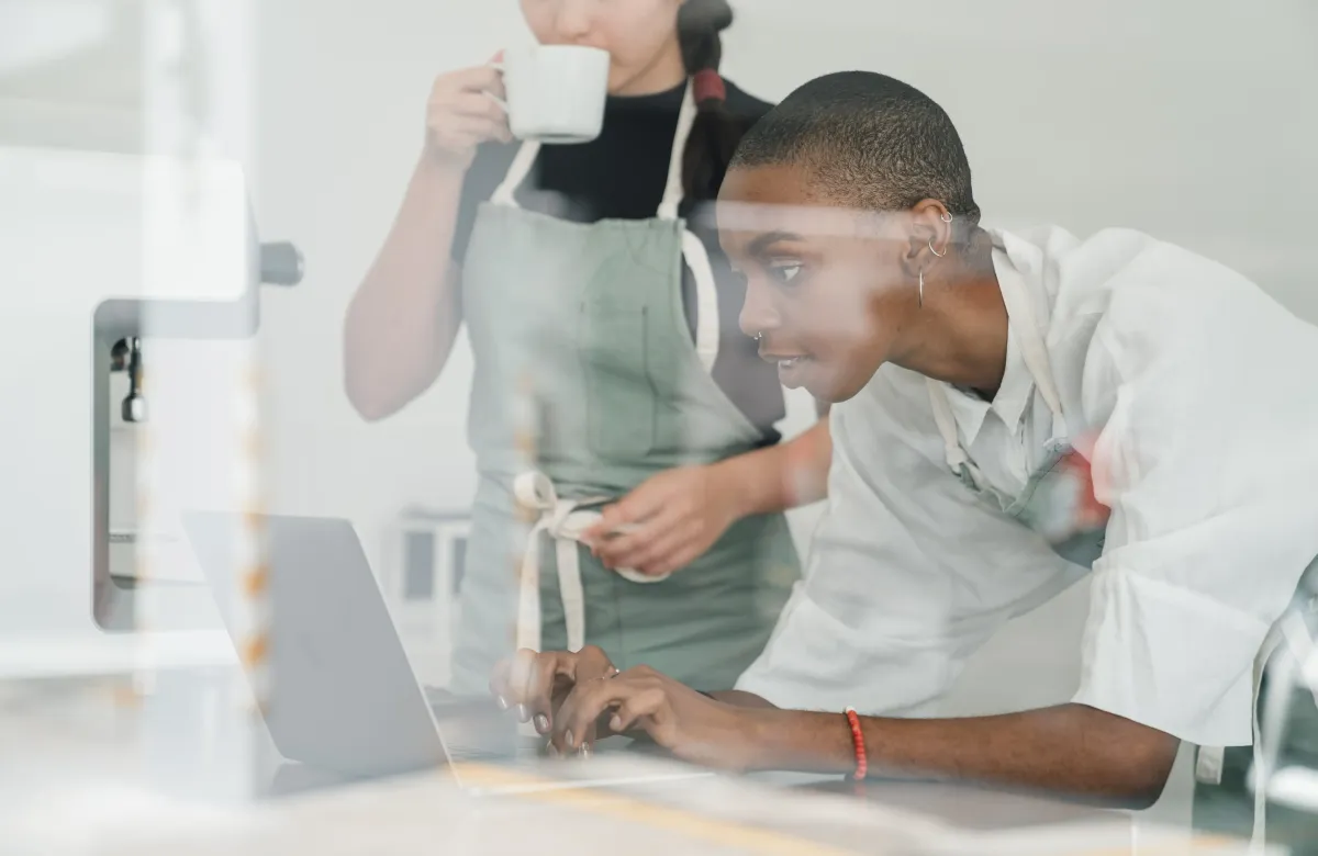 two women having design meeting