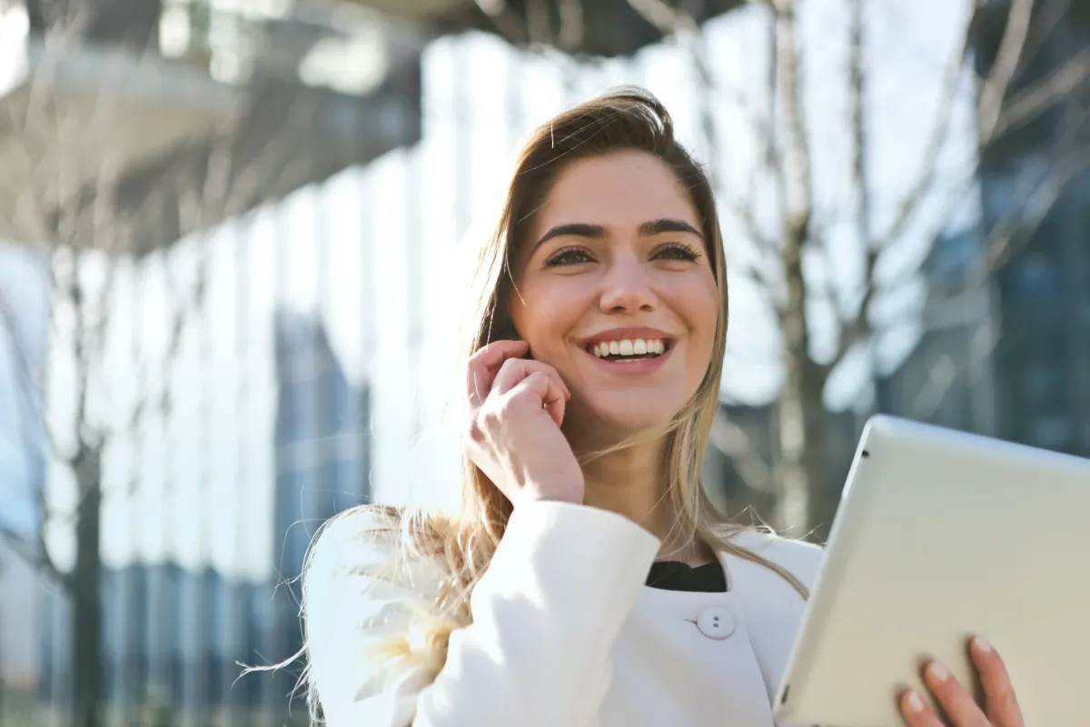 woman answering call