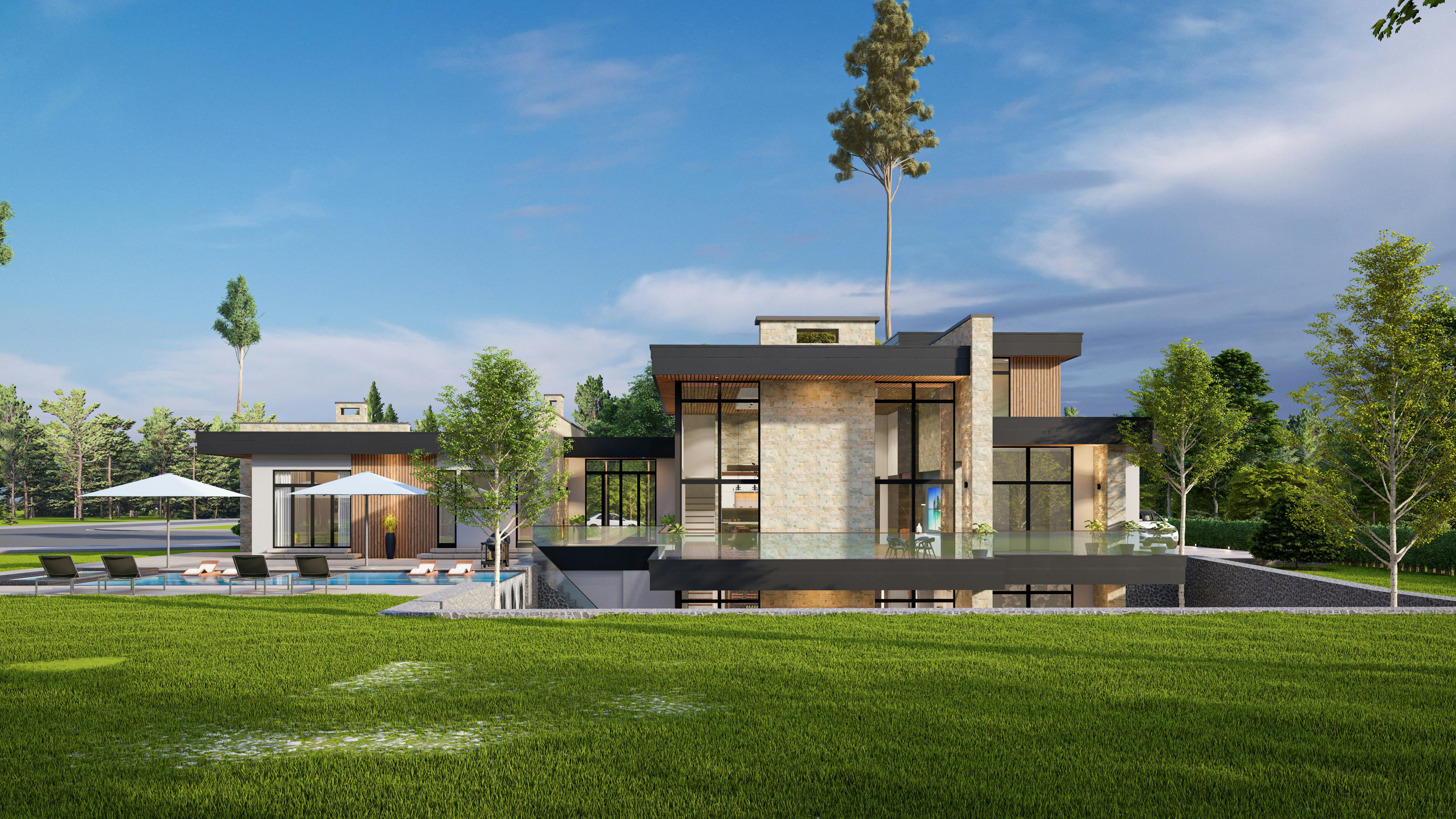 Luxury modern residential architecture exterior for high-end architecture firm SEO