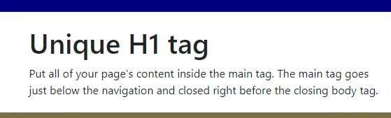 h1 tag displayed