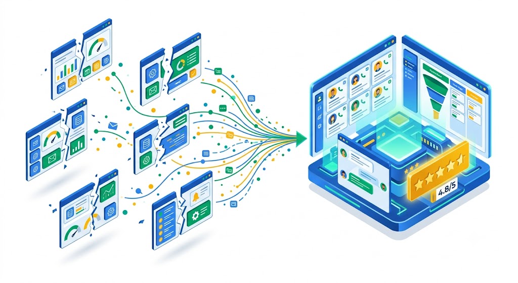 All in one CRM for small business Australia consolidating eight disconnected tools into a single platform by Pixelgram Brisbane