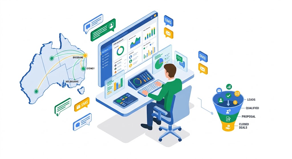 GoHighLevel expert in Australia managing CRM automation dashboard for local businesses