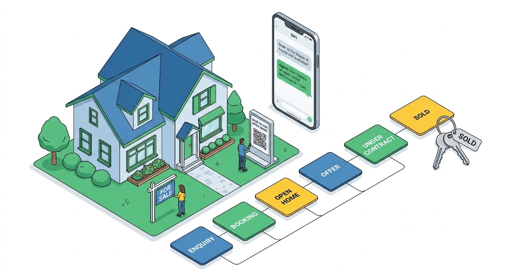 GoHighLevel real estate CRM automating property enquiries, open home sign-ins and SMS follow-ups for an Australian agency by Pixelgram Brisbane