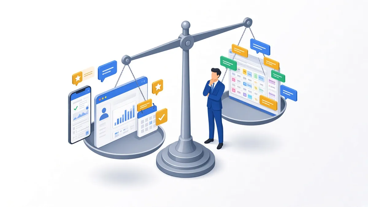 GoHighLevel vs Monday CRM comparison showing a communication-led CRM beside a board-based work management CRM, by Pixelgram Brisbane