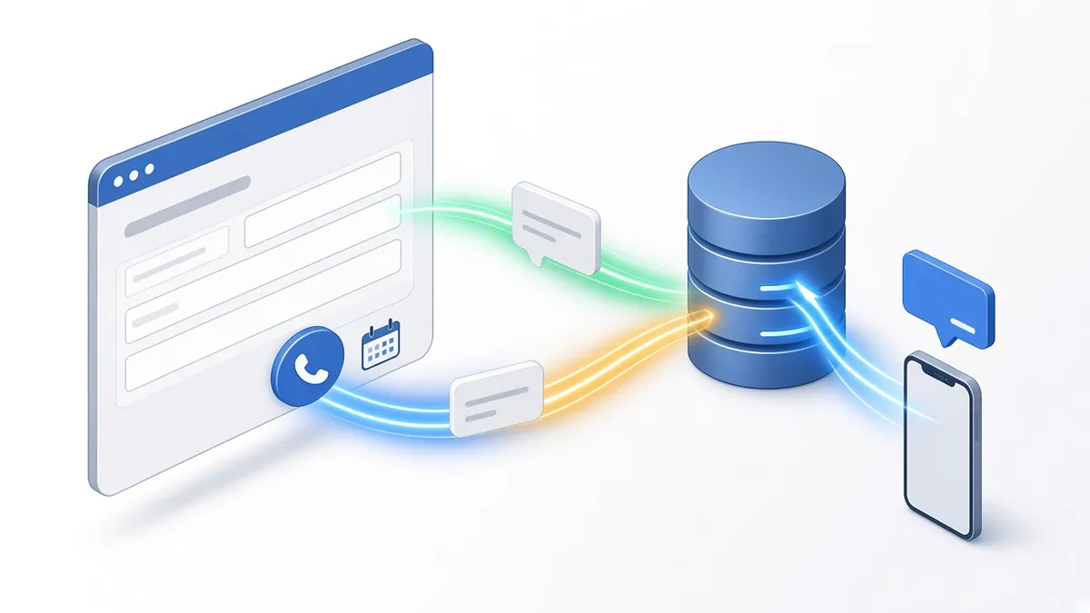 Website lead capture automation with GoHighLevel forms, chat widget and booking calendar sending leads into a CRM, by Pixelgram Brisbane