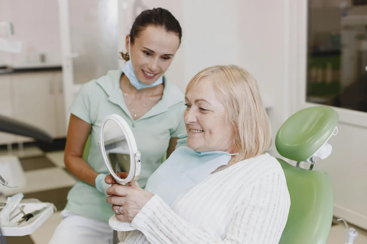 Woman looking at her All-On-6 full arch implants